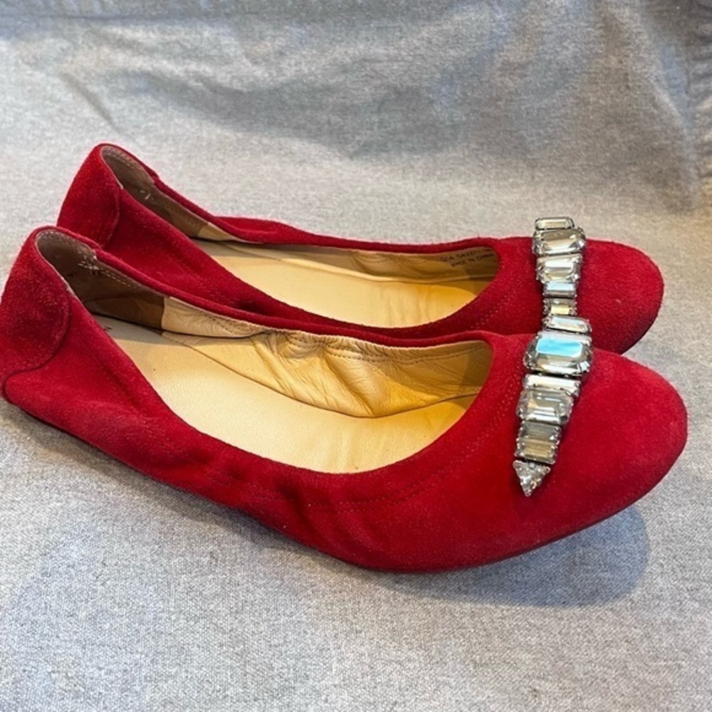 🇪🇸🐠Cole Haan suede ballet flats bejeweled ruby 5B